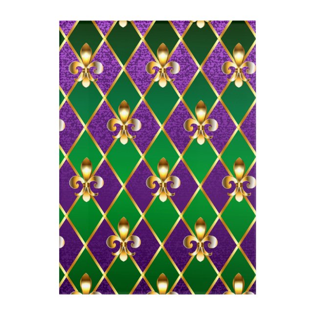 Jewelry Background Mardi Gras Acrylic Print (Front)