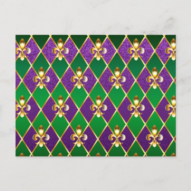 Jewelry Background Mardi Gras Announcement Postcard (Front)