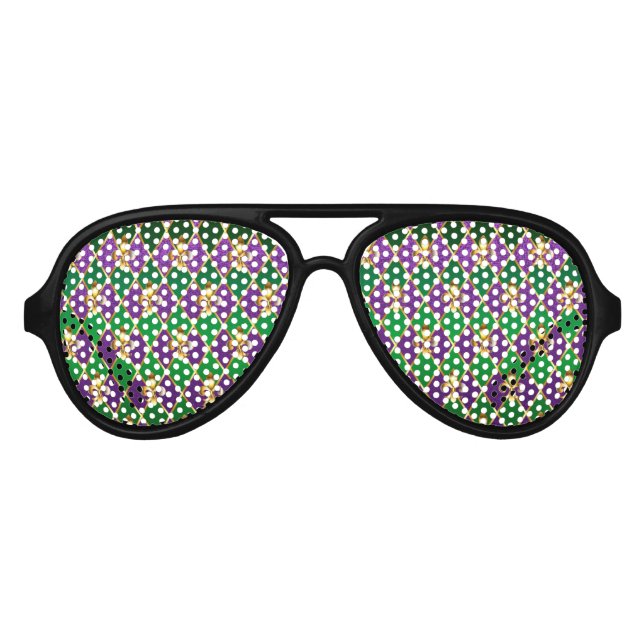 Jewelry Background Mardi Gras Aviator Sunglasses (Front)