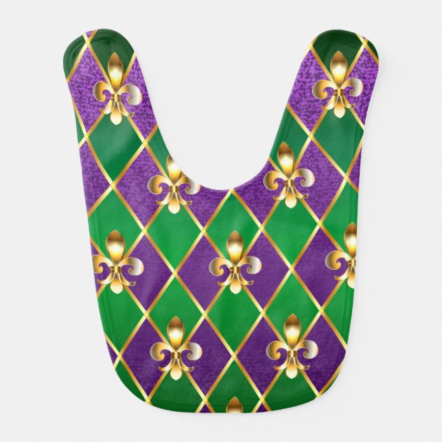 Jewelry Background Mardi Gras Baby Bib (Front)