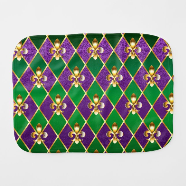 Jewelry Background Mardi Gras Baby Burp Cloth (Front Horizontal)