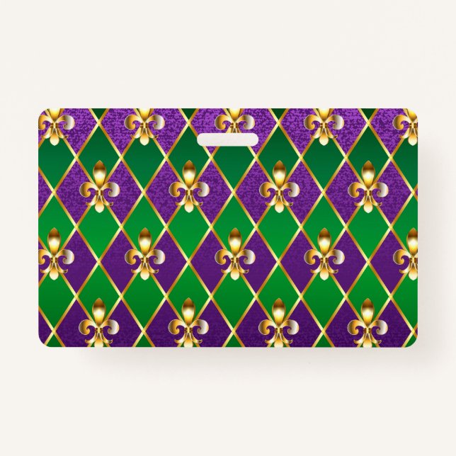 Jewelry Background Mardi Gras Badge (Front)