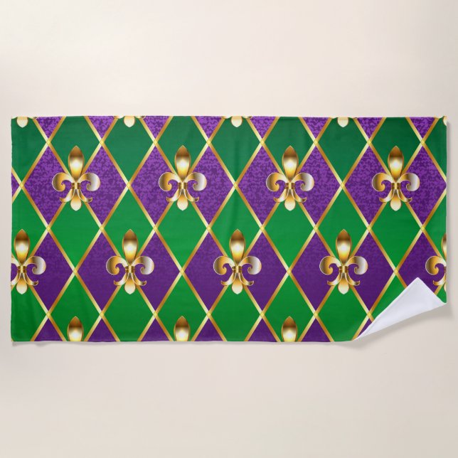Jewelry Background Mardi Gras Beach Towel (Front)
