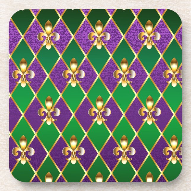 Jewelry Background Mardi Gras Beverage Coaster (Front)