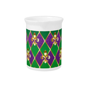 Jewelry Background Mardi Gras Beverage Pitcher