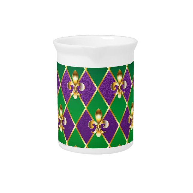 Jewelry Background Mardi Gras Beverage Pitcher (Front)
