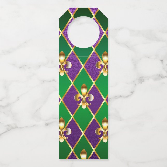 Jewelry Background Mardi Gras Bottle Hanger Tag (Front)