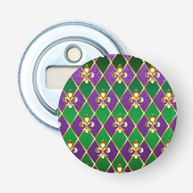 Jewelry Background Mardi Gras Bottle Opener (Front)