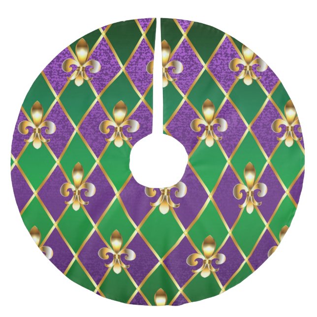Jewelry Background Mardi Gras Brushed Polyester Tree Skirt (Front)