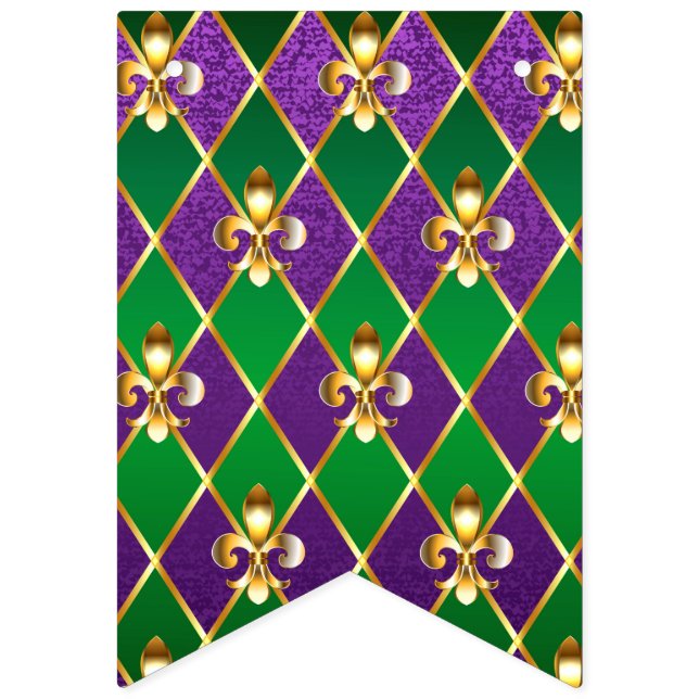 Jewelry Background Mardi Gras Bunting Flags (First Flag)