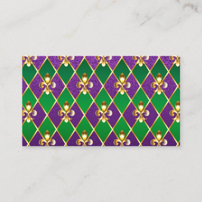 Jewelry Background Mardi Gras Business Card (Front)