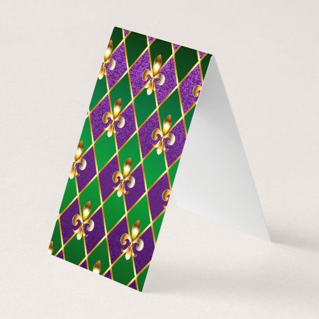 Jewelry Background Mardi Gras Business Card (Back)