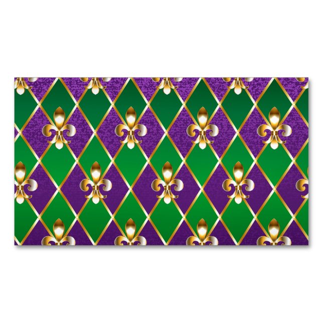 Jewelry Background Mardi Gras Business Card Magnet (Front)