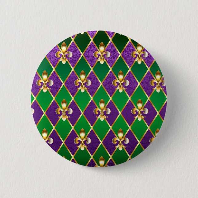 Jewelry Background Mardi Gras Button (Front)