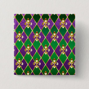 Jewelry Background Mardi Gras Button