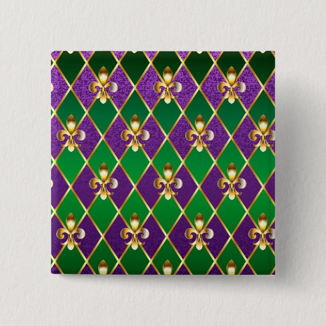 Jewelry Background Mardi Gras Button (Front)