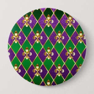 Jewelry Background Mardi Gras Button