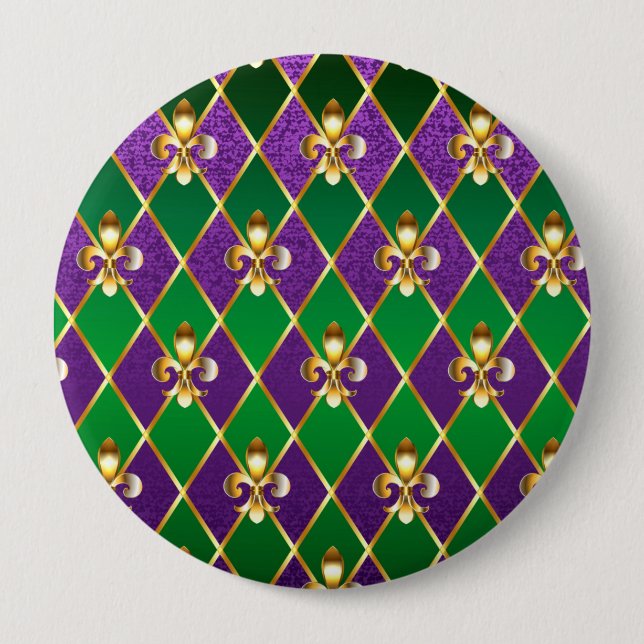 Jewelry Background Mardi Gras Button (Front)