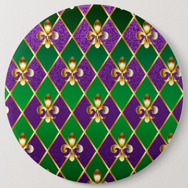 Jewelry Background Mardi Gras Button (Front)