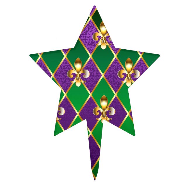 Jewelry Background Mardi Gras Cake Topper (Front)