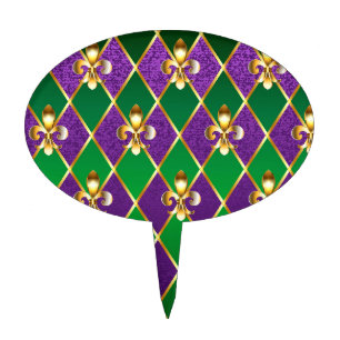 Jewelry Background Mardi Gras Cake Topper
