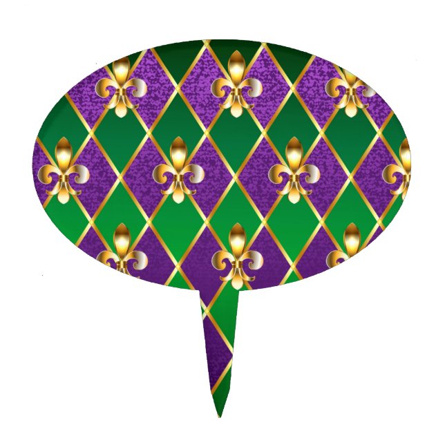 Jewelry Background Mardi Gras Cake Topper (Front)