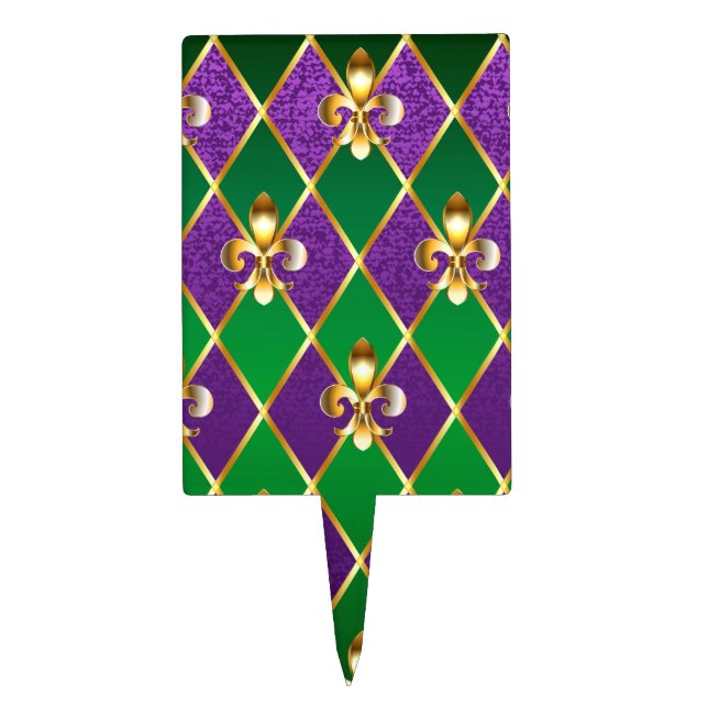 Jewelry Background Mardi Gras Cake Topper (Front)