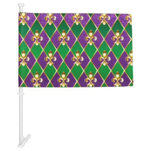 Jewelry Background Mardi Gras Car Flag