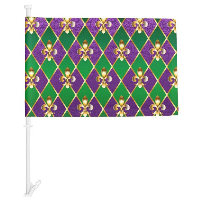 Jewelry Background Mardi Gras Car Flag (Front)