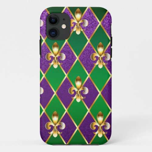 Jewelry Background Mardi Gras iPhone 11 Case