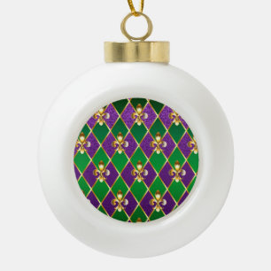 Jewelry Background Mardi Gras Ceramic Ball Christmas Ornament