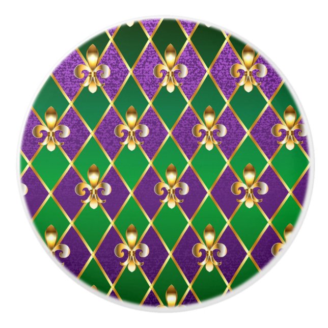 Jewelry Background Mardi Gras Ceramic Knob (Front)