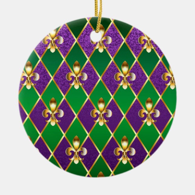 Jewelry Background Mardi Gras Ceramic Ornament (Front)