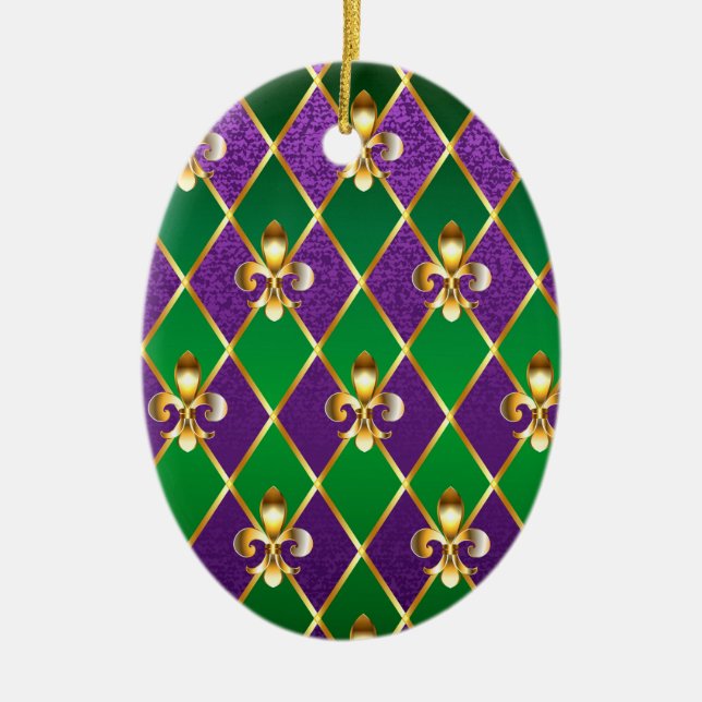 Jewelry Background Mardi Gras Ceramic Ornament (Front)
