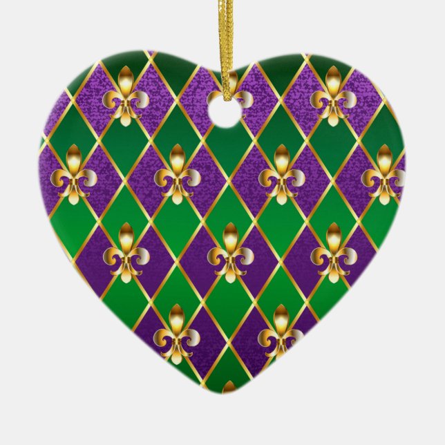 Jewelry Background Mardi Gras Ceramic Ornament (Front)
