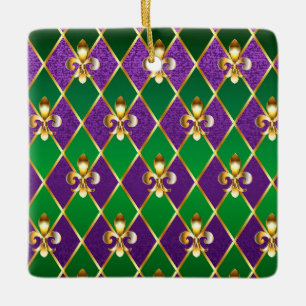 Jewelry Background Mardi Gras Ceramic Ornament