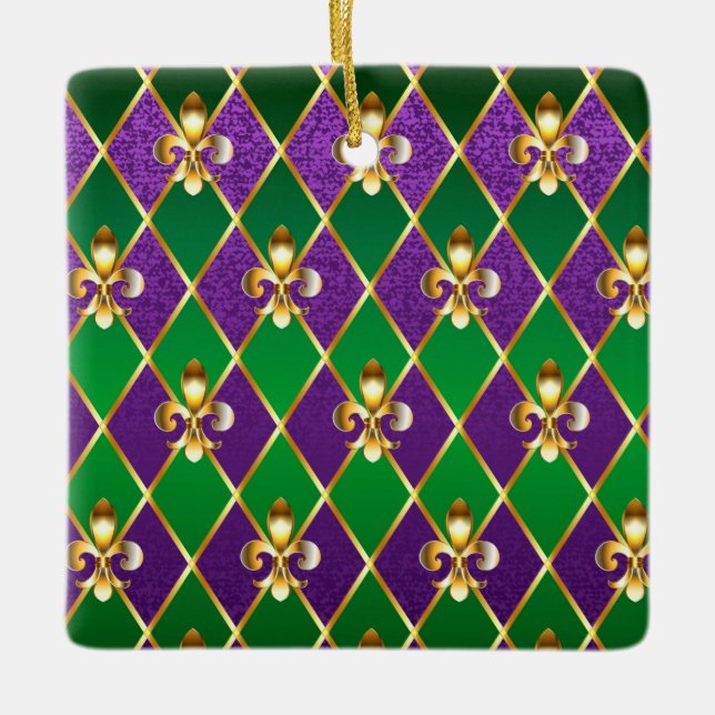 Jewelry Background Mardi Gras Ceramic Ornament (Front)