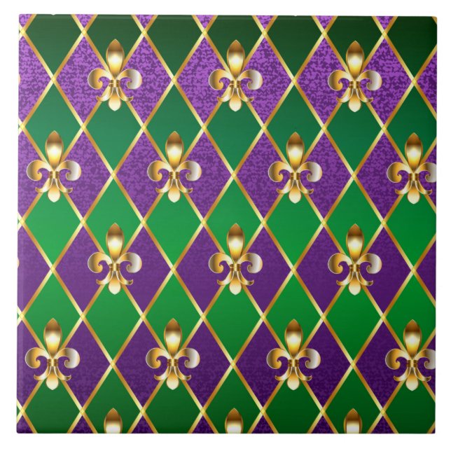 Jewelry Background Mardi Gras Ceramic Tile (Front)