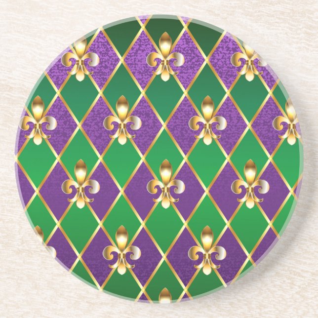 Jewelry Background Mardi Gras Coaster (Front)
