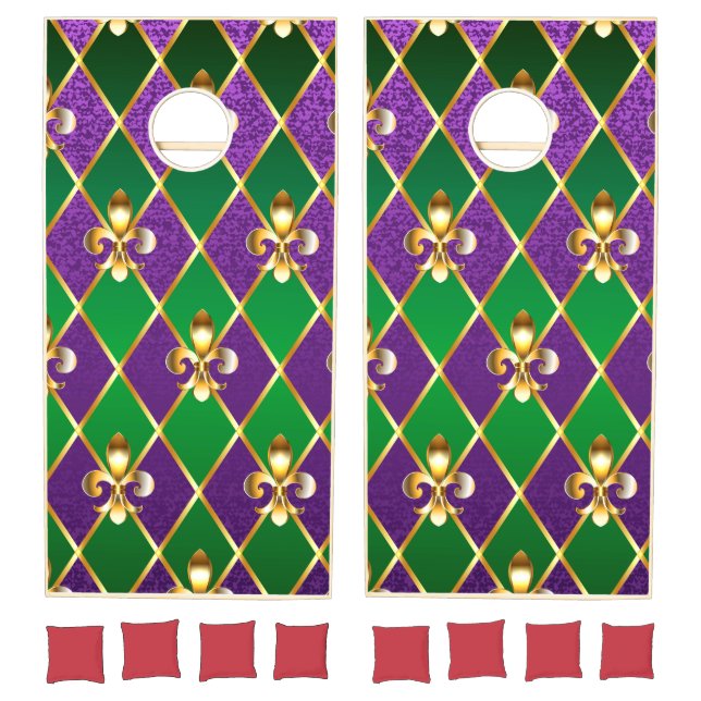 Jewelry Background Mardi Gras Cornhole Set (Set)