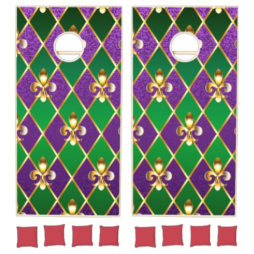 Jewelry Background Mardi Gras Cornhole Set