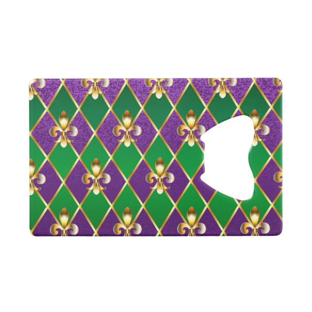 Jewelry Background Mardi Gras Credit Card Bottle Opener (Front (Horizontal))