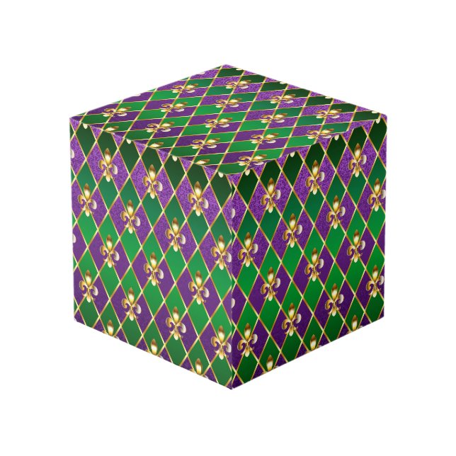 Jewelry Background Mardi Gras Cube (Front Angled)