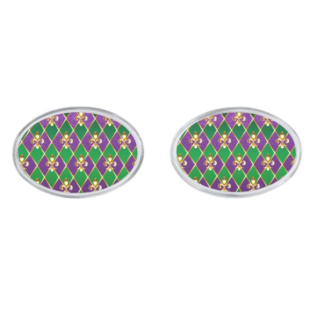 Jewelry Background Mardi Gras Cufflinks (Front)