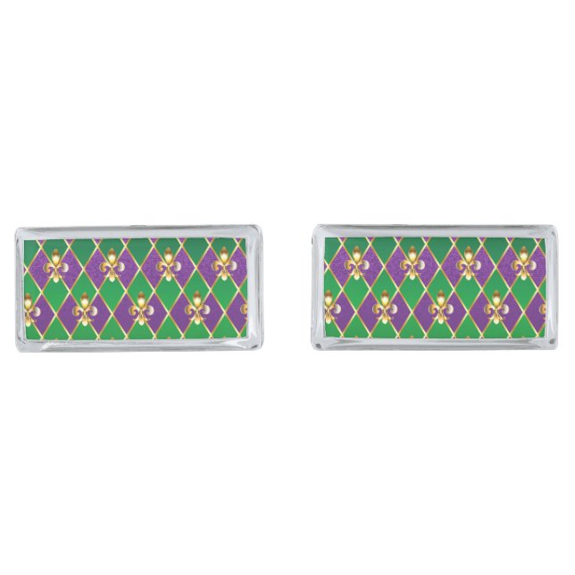 Jewelry Background Mardi Gras Cufflinks (Front)