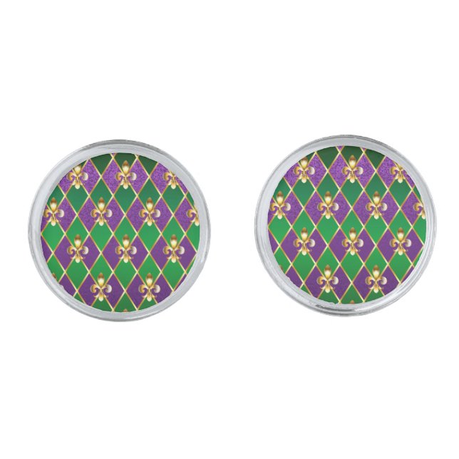 Jewelry Background Mardi Gras Cufflinks (Front)