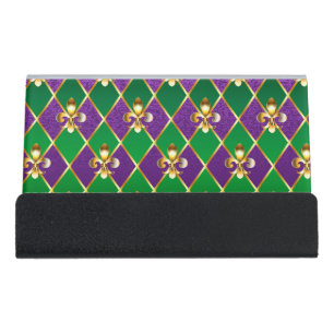 Jewelry Background Mardi Gras Desk Business Card Holder