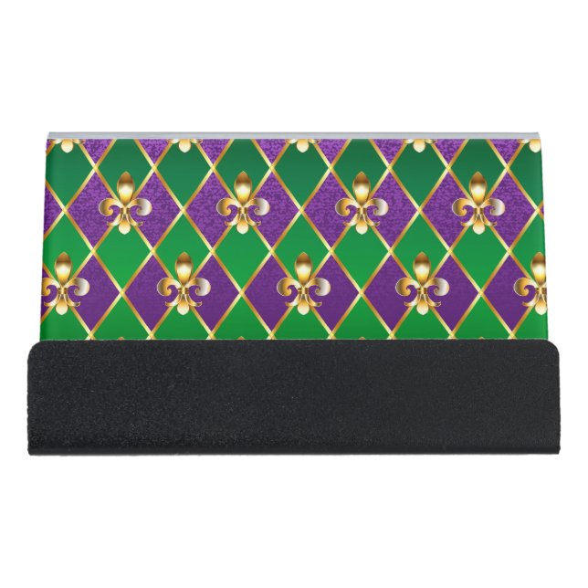 Jewelry Background Mardi Gras Desk Business Card Holder (Front)