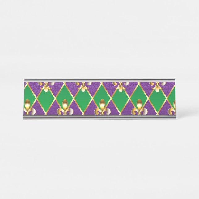 Jewelry Background Mardi Gras Desk Name Plate (Front)