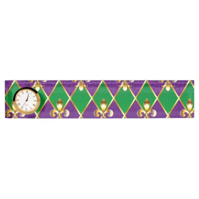 Jewelry Background Mardi Gras Desk Name Plate (Front)
